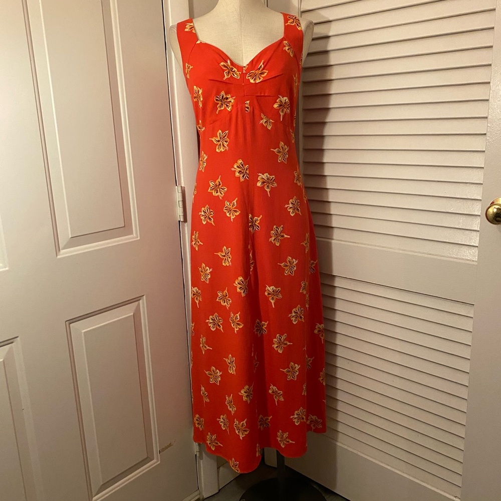 Vintage 1990’s “Apart Impressions” Red Floral Midi Dress- Size 12